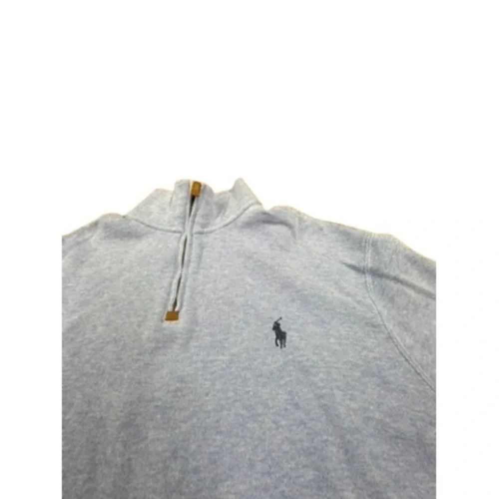 Polo Ralph Lauren Mens‎ Light Blue Heather Quarter Zip Pullover Sweater Large